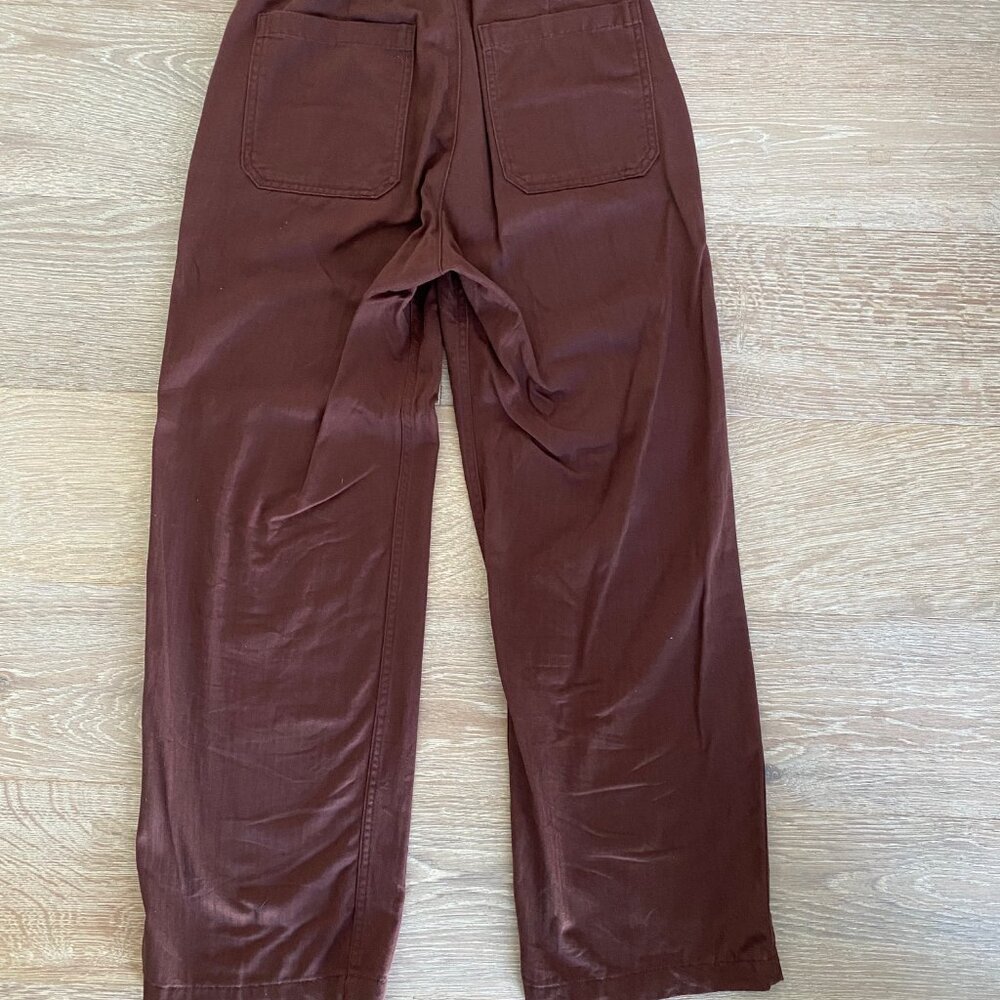MUJI Women's Herringbone Trousers Burgundy Size S - Picture 6 of 9